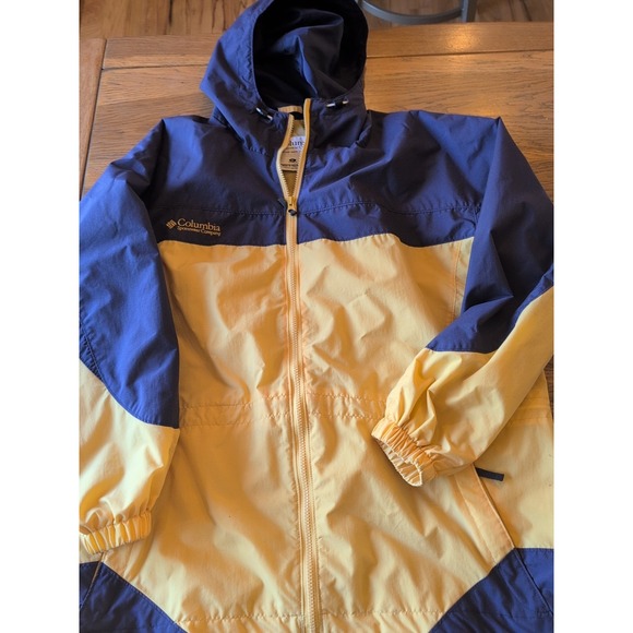 Sz XL Vintage Columbia Women's Blue and Yellow Hooded Lightweight Zip Up Jacket - Picture 10 of 12